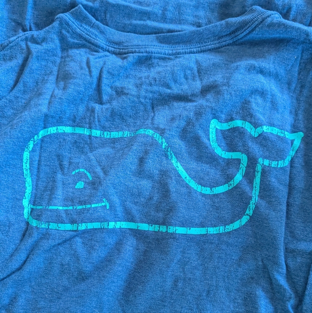 Vineyard Vines Blue Kids Shirt with Whale Design